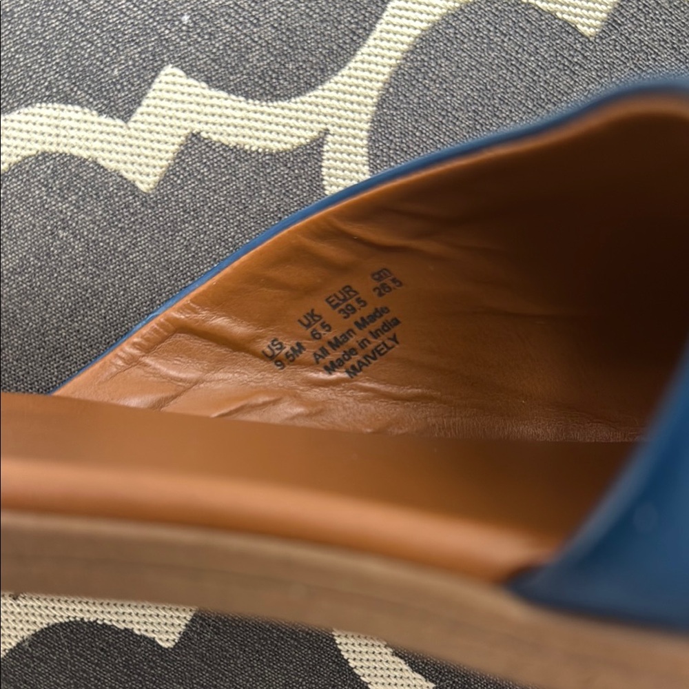 Blue and Brown Leather Open-Toe Sandals - Picture 6 of 6